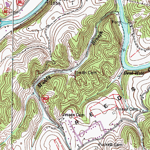 Topographic Map of Smith Cemetery, VA