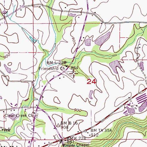 Topographic Map of Friendship Cemetery, AL