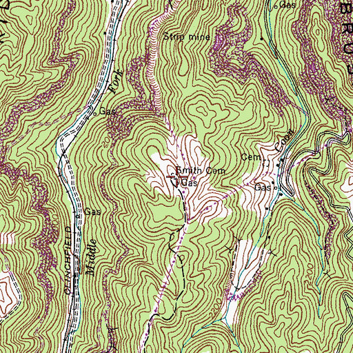 Topographic Map of Smith Cemetery, VA