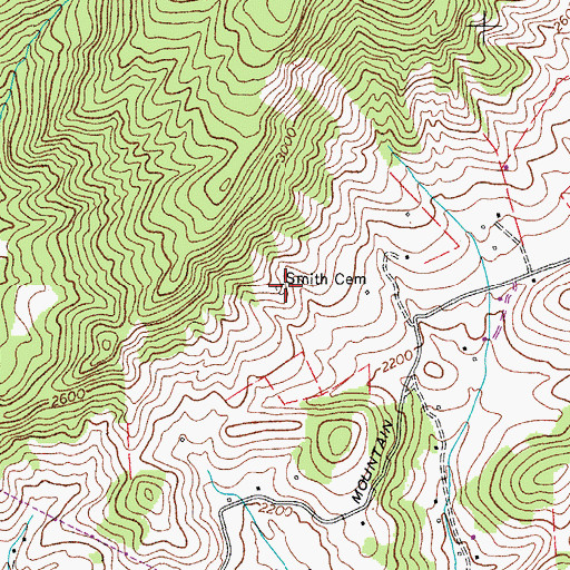 Topographic Map of Smith Cemetery, VA