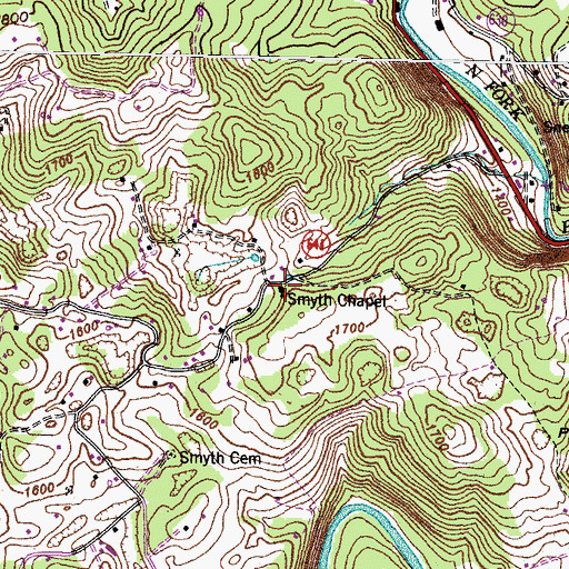 Topographic Map of Smith Chapel, VA