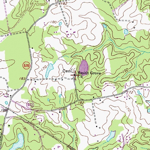 Topographic Map of Smith Grove Church, VA