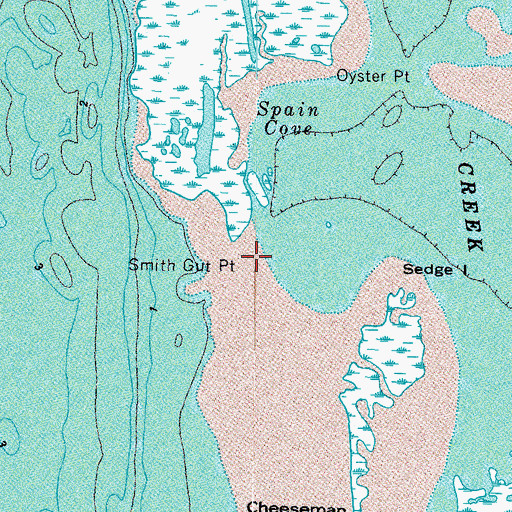 Topographic Map of Smith Gut Point, VA