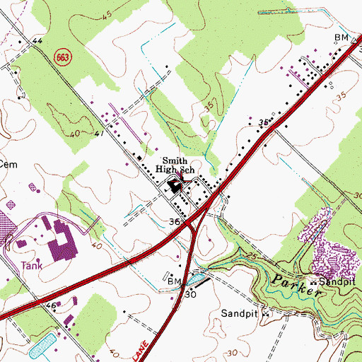 Topographic Map of Mary N Smith Middle School, VA
