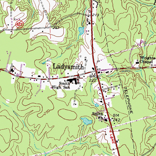Topographic Map of Smith High School, VA