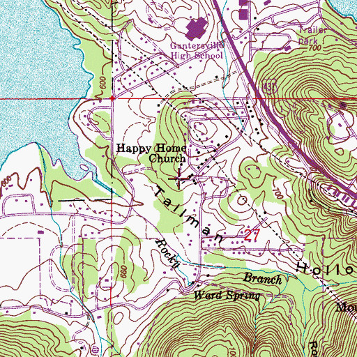 Topographic Map of Happy Home Cemetery, AL