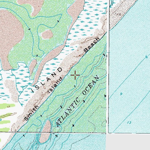 Topographic Map of Smith Island Beach, VA