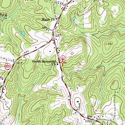 Topographic Map of Smith Memorial Church, VA