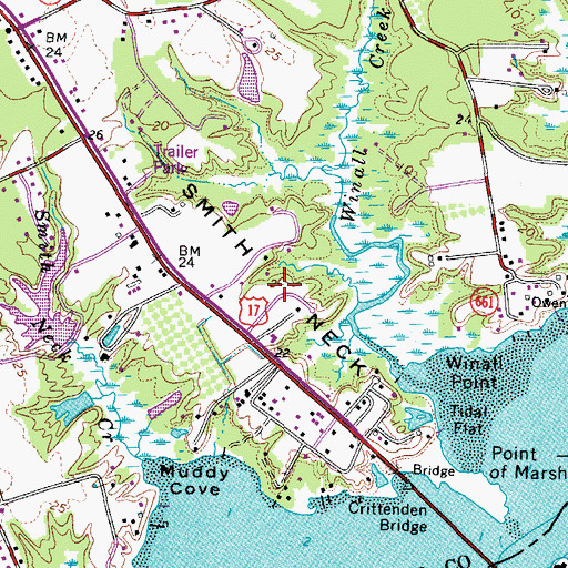 Topographic Map of Smith Neck, VA