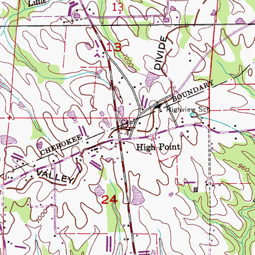 Topographic Map of High Point Cemetery, AL