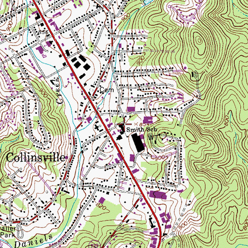 Topographic Map of John Redd Smith Elementary School, VA