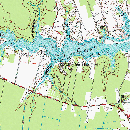 Topographic Map of Smither Memorial Cemetery, VA