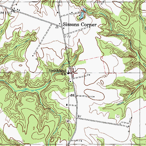 Topographic Map of Smithland Church, VA