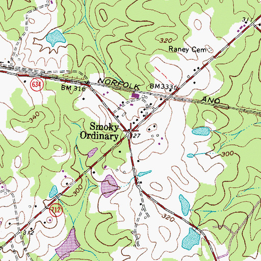 Topographic Map of Smoky Ordinary, VA