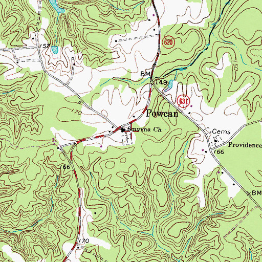 Topographic Map of Smyrna Church, VA