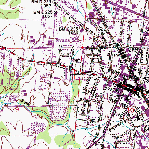 Topographic Map of Little Branch Cemetery, AL