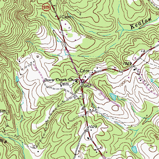 Topographic Map of Snow Creek Church, VA