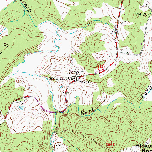Topographic Map of Snow Hill Church, VA