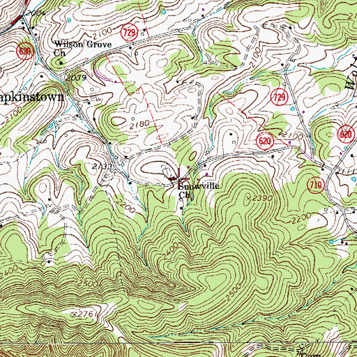 Topographic Map of Snowville Church, VA