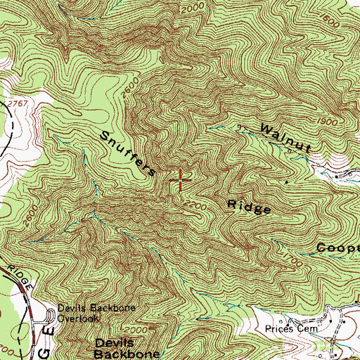 Topographic Map of Snuffers Ridge, VA