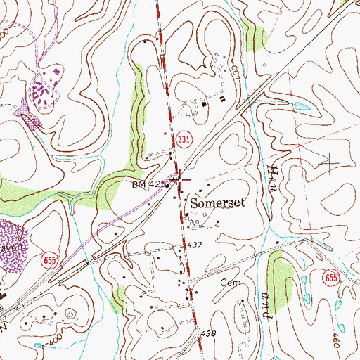 Topographic Map of Somerset, VA