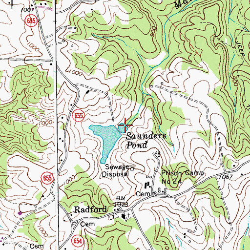 Topographic Map of Saunders Pond, VA