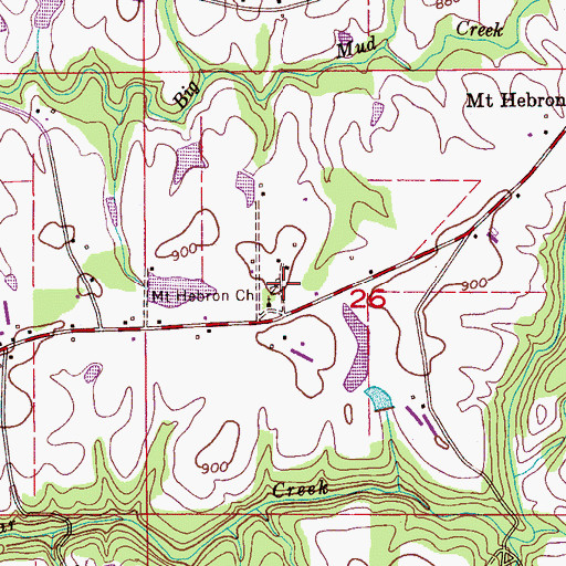 Topographic Map of Mount Hebron Cemetery, AL