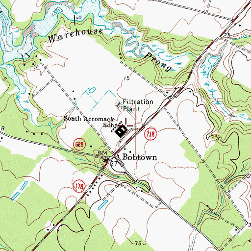 Topographic Map of Pungoteague Elementary School, VA