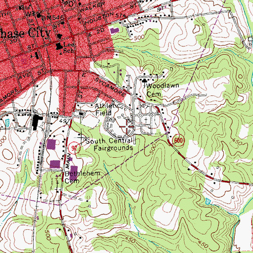 Topographic Map of South Central Fairgrounds, VA