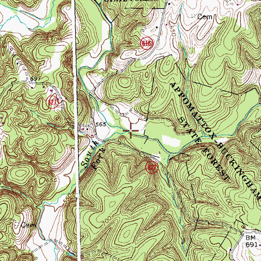 Topographic Map of South Fork Appomattox River, VA