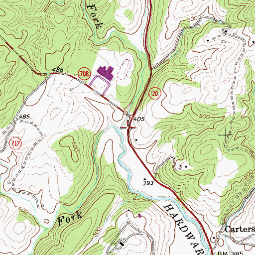 Topographic Map of South Fork Hardware River, VA