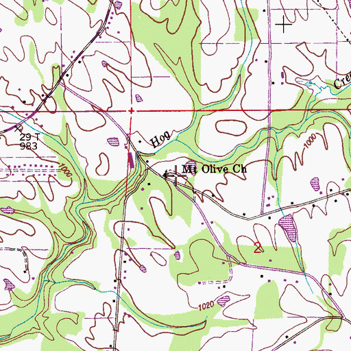Topographic Map of Mount Olive Cemetery, AL