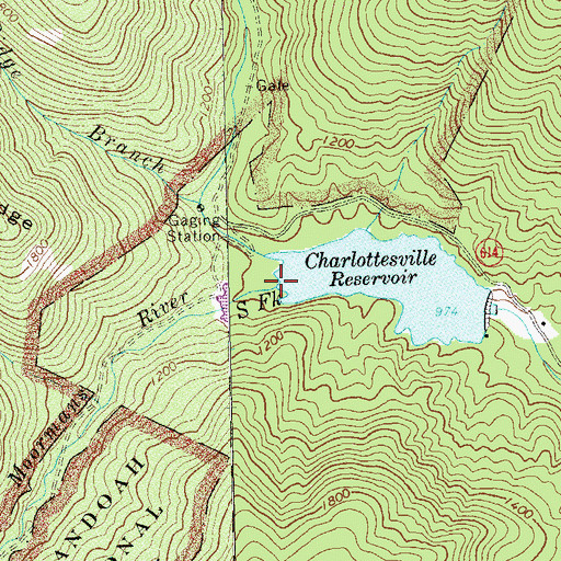 Topographic Map of South Fork Moormans River, VA