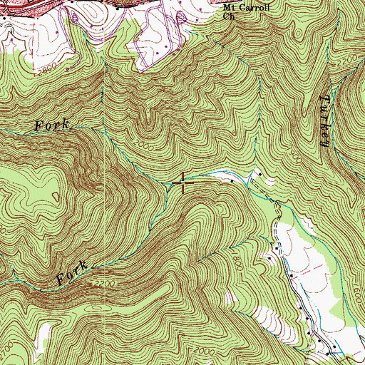 Topographic Map of South Fork Stewarts Creek, VA