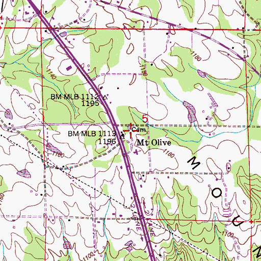 Topographic Map of Mount Olive Cemetery, AL
