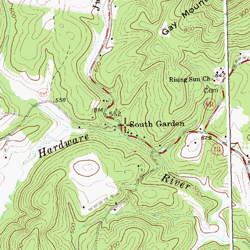 Topographic Map of South Garden, VA