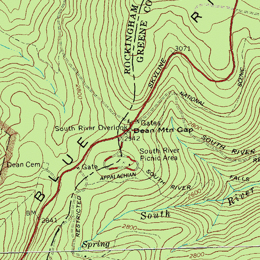 Topographic Map of South River Overlook, VA