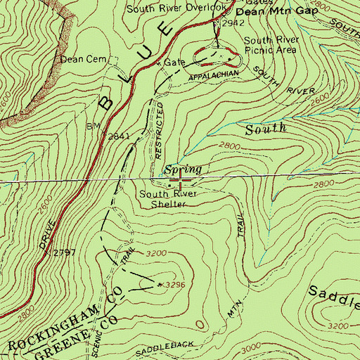 Topographic Map of South River Shelter, VA