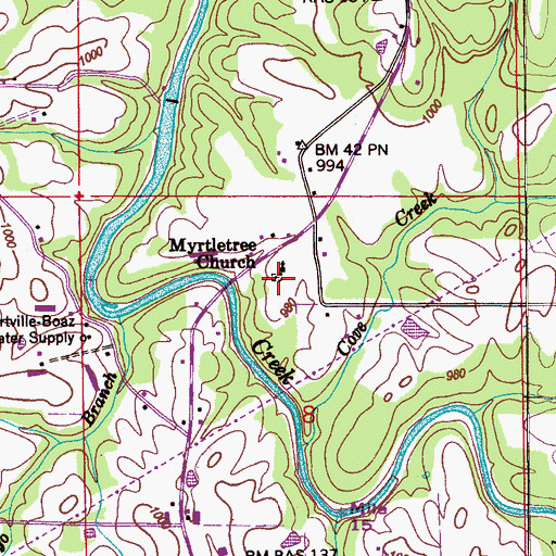 Topographic Map of Myrtletree Cemetery, AL