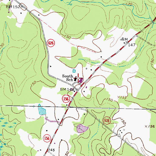 Topographic Map of South Elementary School, VA