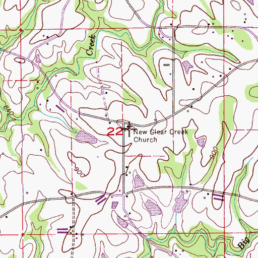 Topographic Map of New Clear Creek Cemetery, AL