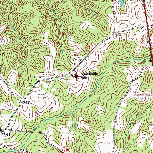 Topographic Map of Southside School, VA