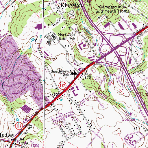 Topographic Map of South View Elementary School, VA