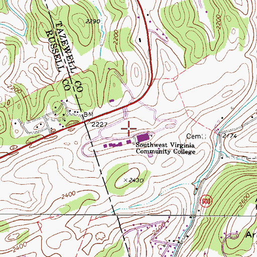 Topographic Map of Southwest Virginia Community College, VA