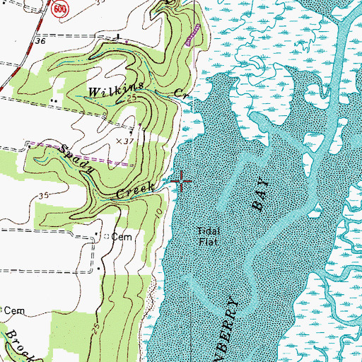 Topographic Map of Spady Creek, VA