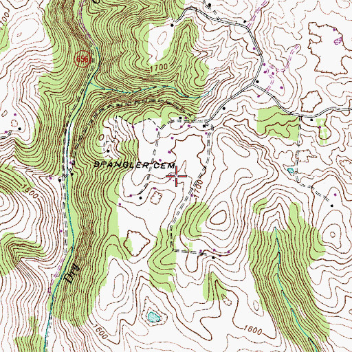Topographic Map of Spangler Cemetery, VA