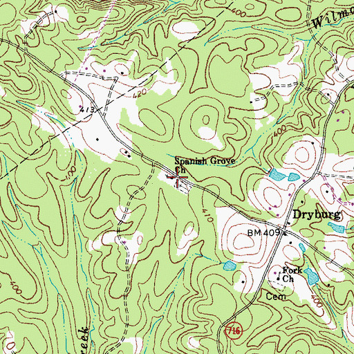 Topographic Map of Spanish Grove Church, VA