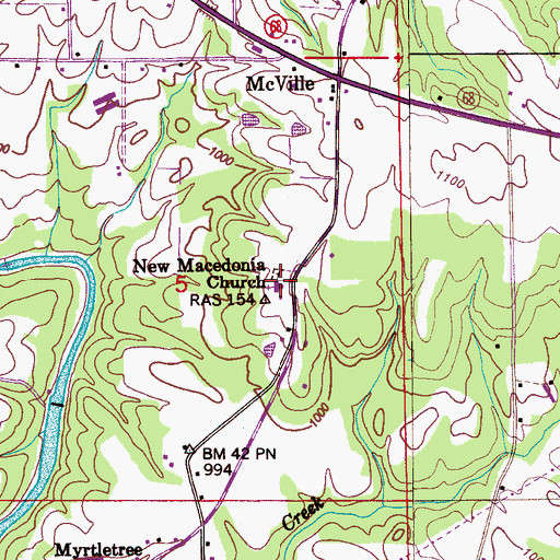 Topographic Map of New Macedonia Cemetery, AL