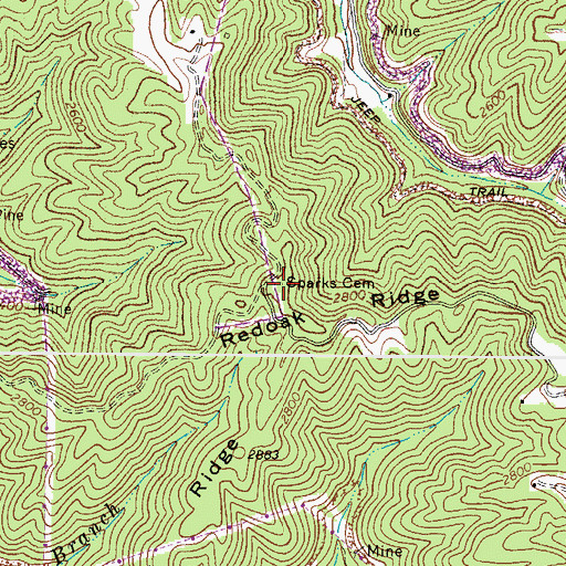 Topographic Map of Sparks Cemetery, VA