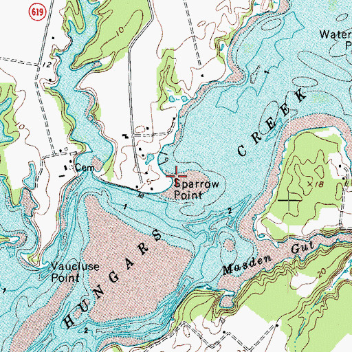 Topographic Map of Sparrow Point, VA